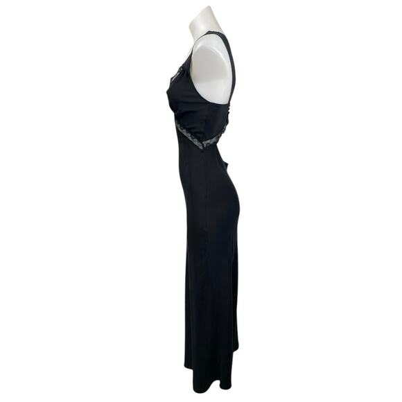 Reformation Provence Black Silk Satin Lace Sleeveless V Neck Midi Slip Dress XS - Picture 2 of 5